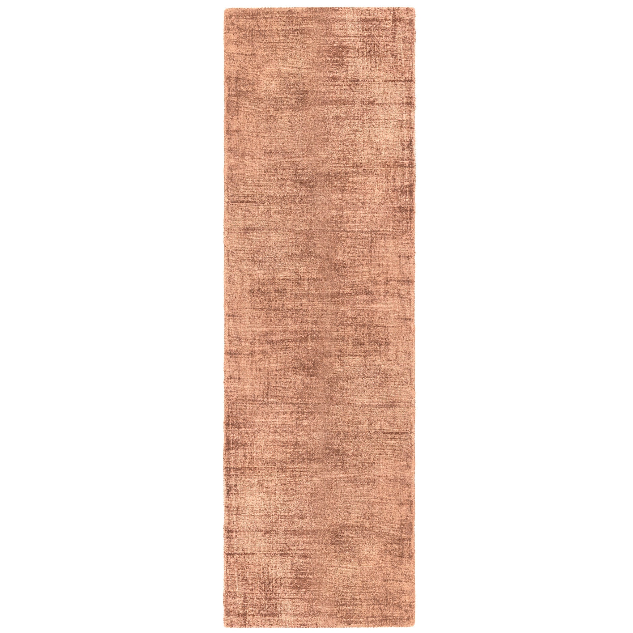 Luxury handwoven viscose rug, in rust colour, with a tip sheared finish giving a vintage effect. Size - Runner Pile Height: 7mm Dimensions: 660 x 2400 mm 100% Viscose Hand Woven in India Delivery: 5-7 days